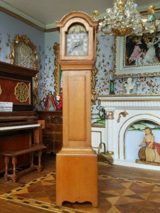 Antique Vintage Dollhouse Miniature Artisan Grandfather Clock 1:12 3