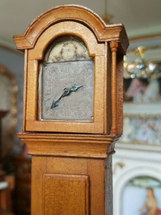 Antique Vintage Dollhouse Miniature Artisan Grandfather Clock 1:12 5