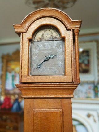 Antique Vintage Dollhouse Miniature Artisan Grandfather Clock 1:12 6