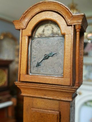 Antique Vintage Dollhouse Miniature Artisan Grandfather Clock 1:12 7