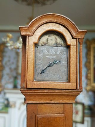 Antique Vintage Dollhouse Miniature Artisan Grandfather Clock 1:12 8