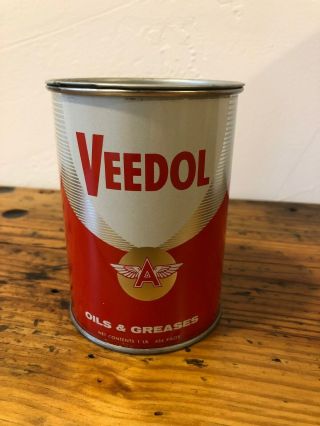Vintage Veedol Flying " A " 1 Lb Grease Can - One Pound Gas Oil Sign