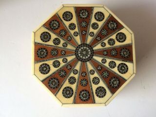 Antique Vizagapatam Wooden Micro Mosaic Octagonal Wooden Box