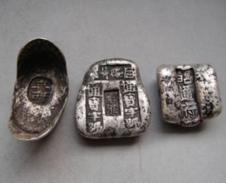 Old Chinese Handwork Miao Silver Carving Qing Dynasty 3 Piece Silver Bar