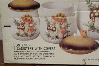 Vtg New/Old Stock 4 Piece Merry Mushroom Canister Set 1976 Sears Roebuck & Co 5
