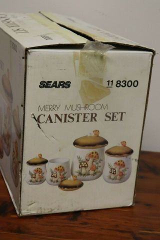 Vtg New/Old Stock 4 Piece Merry Mushroom Canister Set 1976 Sears Roebuck & Co 8