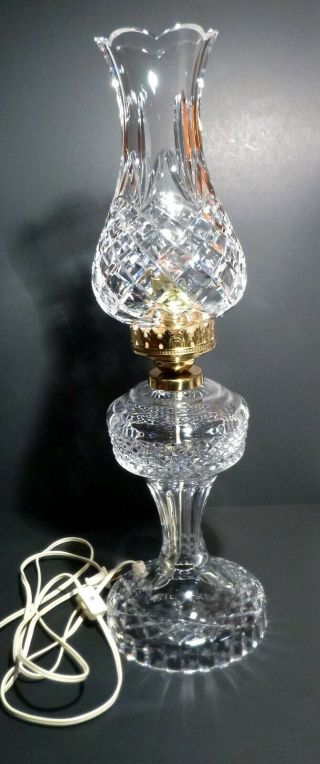 Vintage Waterford Crystal Inishturk Hurricane Lamp 22 1/4 " Made In Ireland