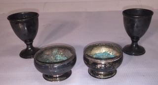 Silver - Plated Egg Cups & Small Footed Bowls - Antique - Vintage
