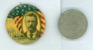 Vtg 1904 President Theodore Roosevelt Political Campaign Pinback Button Capital