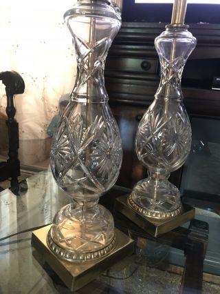 Vintage Stiffel Heavy Crystal Lamp Set Of 2