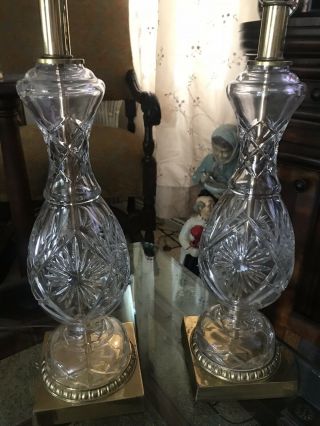 Vintage Stiffel Heavy Crystal Lamp Set Of 2 4