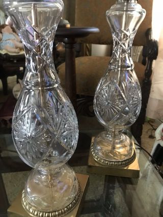 Vintage Stiffel Heavy Crystal Lamp Set Of 2 6