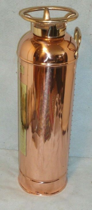 VINTAGE ANTIQUE COPPER FIRE EXTINGUISHER SEAGRAVE COLUMBUS OH 6