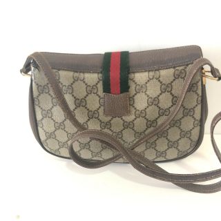 Authentic Vintage Gucci Brown Canvas/leather Crossbody Bag