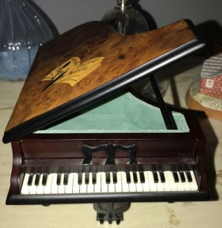 Vintage Reuge Grand Piano Music Box Wood Jewelry Box Swiss Music Made In Italy