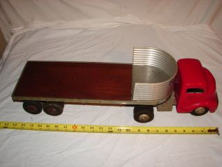 Vintage Smith Miller Smitty Toys Truck Wisconsin Semi Cab Flatbed Trailer Hauler