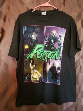 Vintage Poison Open Up And Say Ahh Tour T Shirt 80s Double Sided Dated