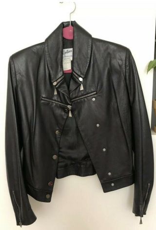 Claude Montana Size 40 Black Leather Jacket Vintage 1980s Authentic