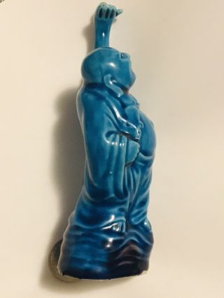 Antique Monochrome Turquoise Blue Chinese Porcelain Buddha Figurine