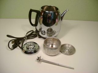 VTG General Electric 9 Cup Coffee Automatic Percolator 68P40 Art Deco Pot Belly 2