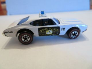Vintage Hot Wheels Redline Olds 442 State Police Car Blue Light 1969 Great Shape 3