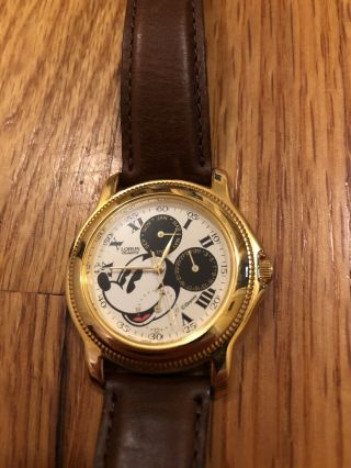 Rare Vintage Lorus Mickey Mouse Chronograph Watch Gold