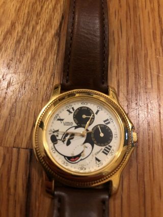 RARE VINTAGE Lorus Mickey Mouse Chronograph Watch Gold 2