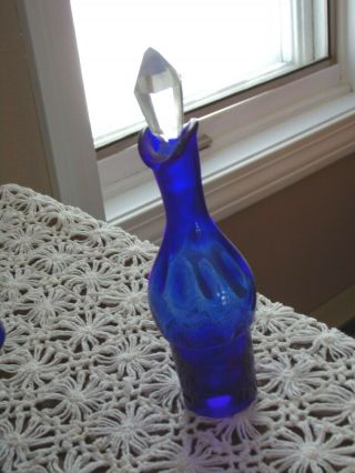Vintage Antique 5 Piece Cruet Castor Set Blue Orignal Glass 2