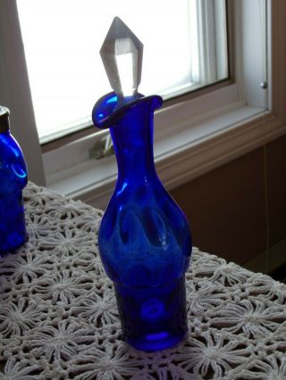Vintage Antique 5 Piece Cruet Castor Set Blue Orignal Glass 4