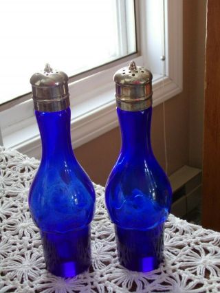 Vintage Antique 5 Piece Cruet Castor Set Blue Orignal Glass 5