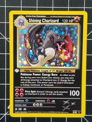 2/10 Limited 1st Edition Holo Shining Charizard Vintage Wotc Style Pokemon Card
