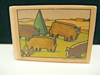 VTG JURI WEST GERMAN MATCHBOX MINI WOOD TOY ANIMALS CATTLE COWS - EXC 2