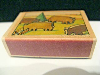 VTG JURI WEST GERMAN MATCHBOX MINI WOOD TOY ANIMALS CATTLE COWS - EXC 3