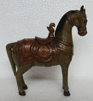 Vintage Old Handcrafted Wooden Fine Painted Horse Statue,  Collectible