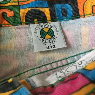 Vintage 90s Cross Colours Alphabet Multi Color Denim Shorts Hi Waist 1990s 7