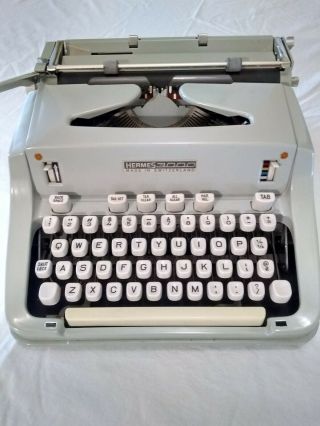 Vtg1968 Hermes 3000 Portable Typewriter W/case,  Brushes,  Instructions Sn:3495941