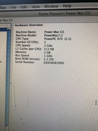 Apple Power Mac G5 Dual 2Ghz 2 Gb Ram Radeon 9600 75GB HDD Vintage Rare Computer 4