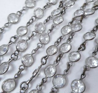 Vtg Art Deco Xl 48 " Long Clear Bezel Set Glass Crystal Flapper Necklace