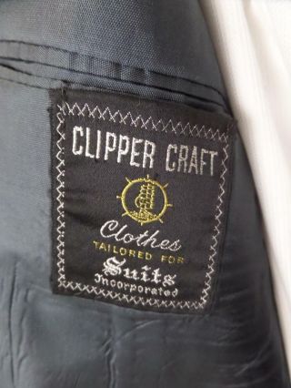 Vintage 3Pc Suit Navy Blue Pinstripe 40S 34x30 Wool 6