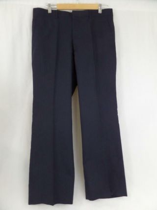 Vintage 3Pc Suit Navy Blue Pinstripe 40S 34x30 Wool 8