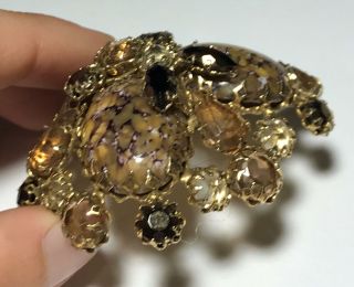 VTG Designer Signed SCHREINER Fancy Rhinestone Costume Brooch Pin 2