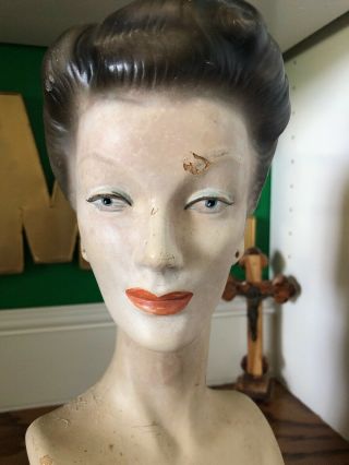 VINTAGE MANNEQUIN HEAD LADY 1940s STORE DISPLAY FEMALE BUST 6