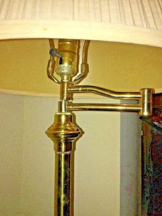 Vintage Stiffel Mid Century Brass Swing Arm Floor Lamp Light w/ Pleated Shade 4