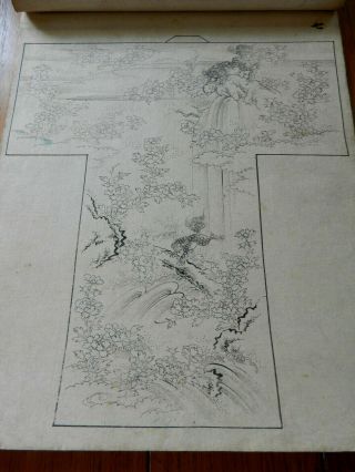 Orig Japanese Hand - Painted Manuscript Album Kimono Designs C1890