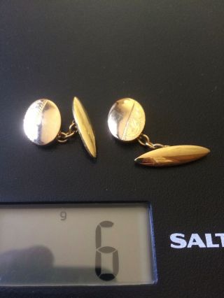 Vintage 14 Carat Solid Gold Engraved Cufflinks