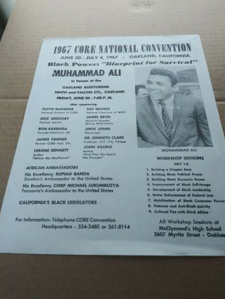 Vintage 1967 Muhammad Ali Core Convention Sncc Black Panther Party Flier Oakland