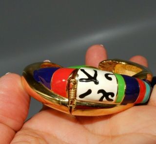 Rare 1980s NIKI DE SAINT PHALLE enamel SNAKES BANGLE CUFF BRACELET w/perfume 5