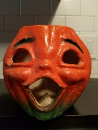 Vintage 1940s Paper Mache Pulp Jack - O - Lantern Pumpkin