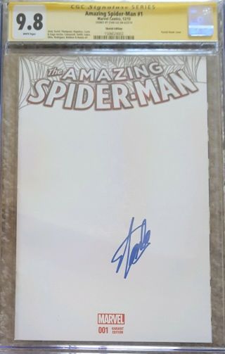 Spider - Man 1 Blank Cover Variant_cgc 9.  8 Ss_signed By Stan Lee (rare)