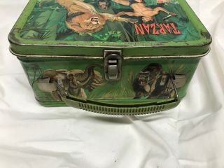 RARE Vtg.  1966 Tarzan Metal Lunch Box With Matching Steel /Glass Thermos 6